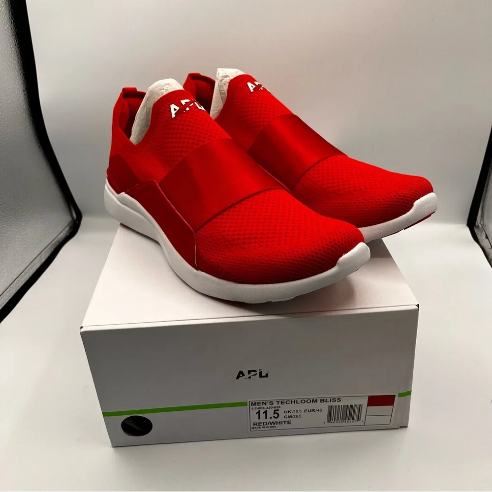 APL Men's 11.5 Techloom Bliss Slip On Athletic Shoes Run Gym Red White NIB Gift - Picture 1 of 9